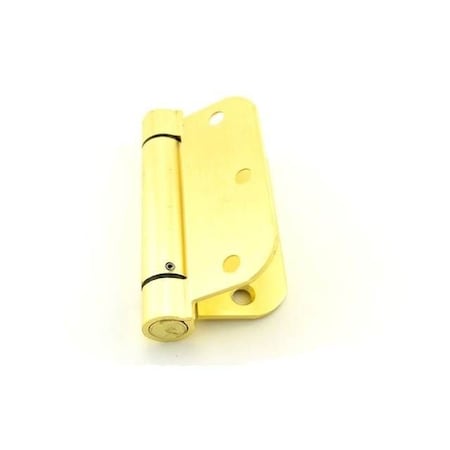 Best Hinges 3-1/2in x 3-1/2in 5/8in Radius Standard Weight Spring Hinge # 420766 Satin Brass Finish RD2068R3124